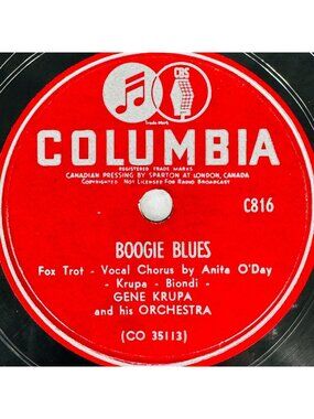 Gene Krupa Boogie Blues / Lover 10in Shellac 78 RPM Columbia C816